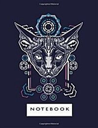 Notebook: Sphynx Cat on Dark Blue Cover and Lined Pages, Extra Large (8.5 X 11) Inches, 110 Pages, White Paper (Paperback)