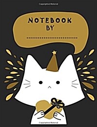 Notebook by: Cute Cat on Dark Blue Cover and Lined Pages, Extra Large (8.5 X 11) Inches, 110 Pages, White Paper (Paperback)