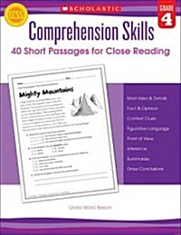 Comprehension Skills: 40 Short Passages for Close Reading: Grade 4 (Paperback)