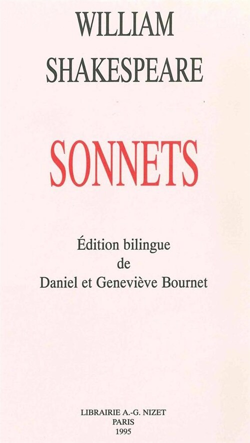 Sonnets: Edition Bilingue de Daniel Et Genevieve Bournet (Paperback)
