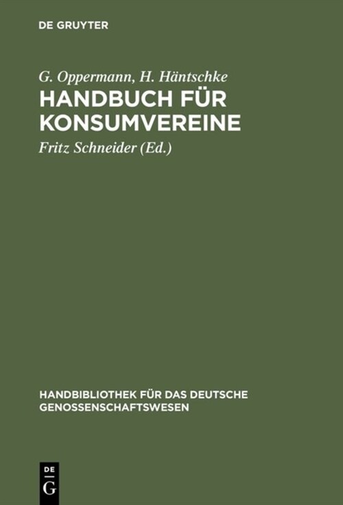 Handbuch f? Konsumvereine (Hardcover, 3, 3., Umgearbeite)