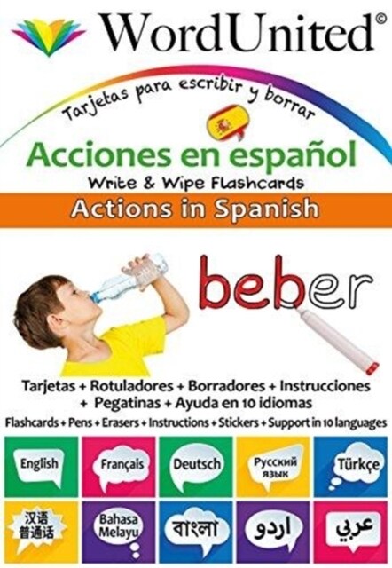 Actions in Spanish : Write & Wipe Flashcards (Multiple-component retail product)