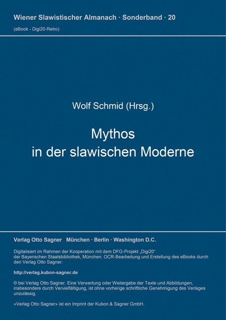 Mythos in der slawischen Moderne (Paperback)
