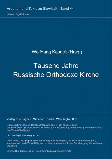 Tausend Jahre Russische Orthodoxe Kirche (Paperback)