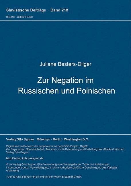 Zur Negation im Russischen und Polnischen (Paperback)