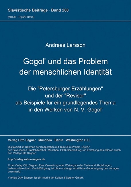 Gogol und das Problem der menschlichen Identitaet (Paperback)