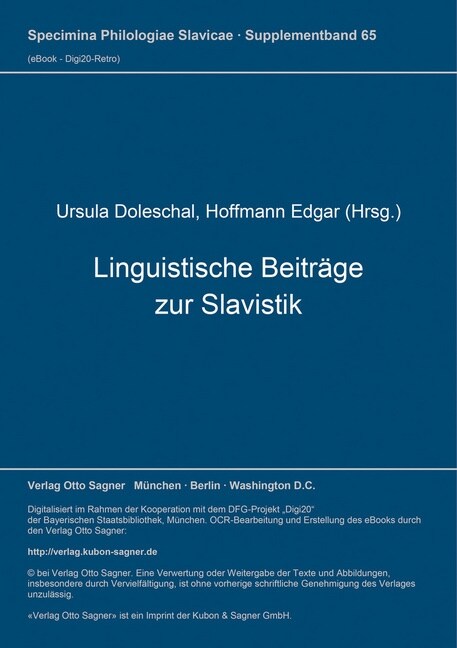 Linguistische Beitraege zur Slavistik (Paperback)