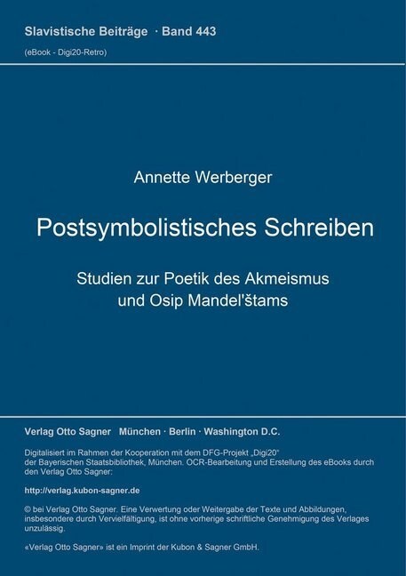 Postsymbolistisches Schreiben. Studien Zur Poetik Des Akmeismus Und Osip Mandelstams (Paperback)