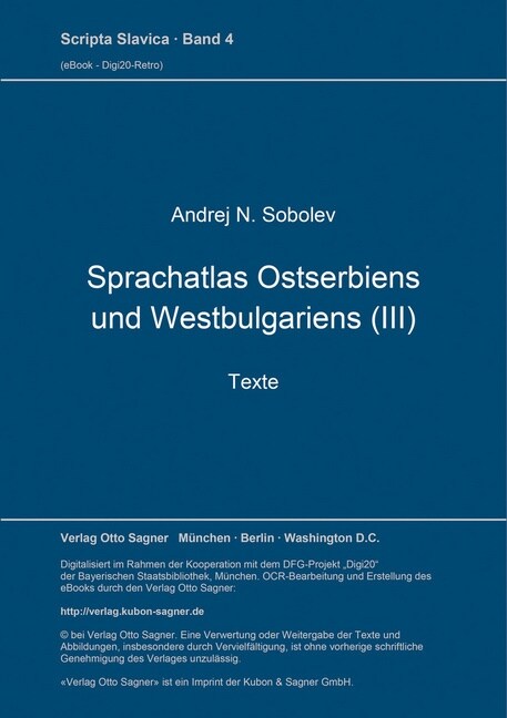 Sprachatlas Ostserbiens und Westbulgariens (III). Texte (Paperback)