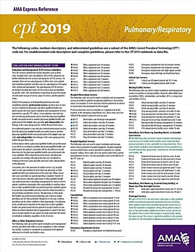 Erc-CPT 2019 Pulmonary/Respiratory (Paperback)