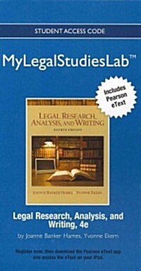 New Mylegalstudieslab Virtual Law Office Experience with Pearson Etext -- Access Card -- For Legal Research, Analysis, and Writing (Hardcover, 4, Revised)