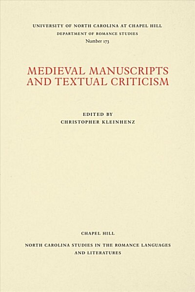 Medieval Manuscripts and Textual Criticism (Paperback)