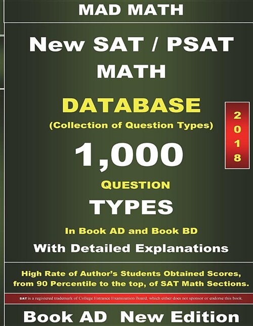 2018 New SAT / PSAT Math Database Book Ad: Collection of 1,000 Question Types (Paperback)