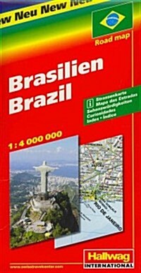 Hallwag Brasilien / Brazil / Brasil / Bresil Road Map (Map, BK, FOL)