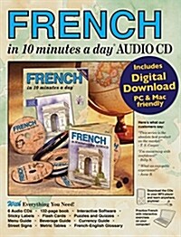 French in 10 Minutes a Day Book + Audio: Language Course for Beginning and Advanced Study. Includes Workbook, Flash Cards, Sticky Labels, Menu Guide, (Audio CD)