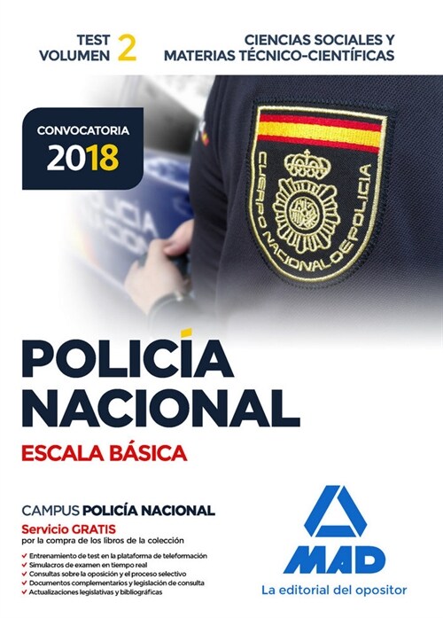 POLICA­A NACIONAL ESCALA BA SICA. TEST VOLUMEN 2 CIENCIAS SOCIALES Y MATERIAS TA©CNICO-CIENTA­FICAS (Paperback)