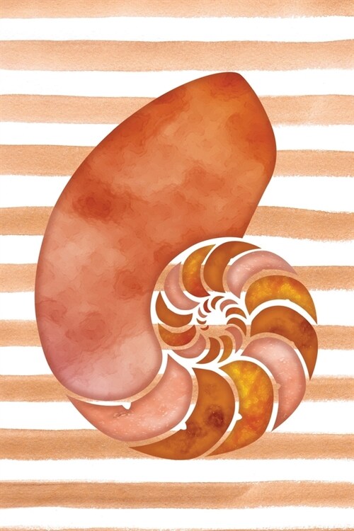 Ocean Orange Sea Shell Watercolor Journal: Blank Daily Writing Notebook Diary with Ruled Lines (Coastal Beaches & Nautical) (Paperback)