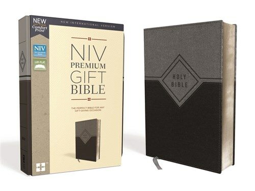 Niv, Premium Gift Bible, Leathersoft, Black/Gray, Red Letter Edition, Comfort Print (Imitation Leather)