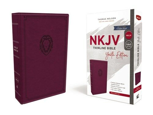 Nkjv, Thinline Bible Youth Edition, Leathersoft, Burgundy, Red Letter Edition, Comfort Print (Imitation Leather)