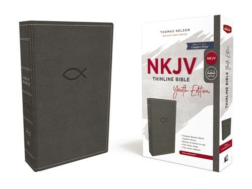 Nkjv, Thinline Bible Youth Edition, Leathersoft, Gray, Red Letter Edition, Comfort Print (Imitation Leather)