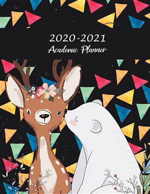 2020-2021 Academic Planner: Pretty Black Color, Two year Academic 2020-2021 Calendar Book, Weekly/Monthly/Yearly Calendar Journal, Large 8.5 x 11 (Paperback)