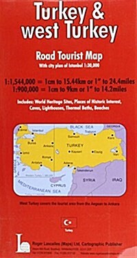 Turkey and West Turkey Road Tourist Map Including Town Plan of Istanbul (Sheet Map, folded)