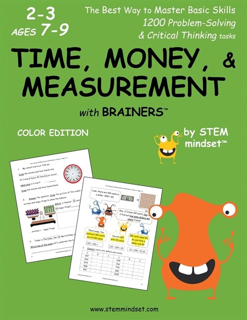 Time, Money, & Measurement with Brainers Grades 2-3 Ages 7-9 Color Edition (Paperback)