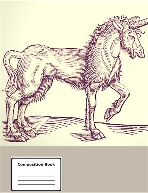 Unicorn Composition Notebook Vintage Style, Wide Ruled 202 Pages 7_44x9_69 (Paperback)