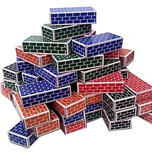 무지개 종이벽돌 블럭[50PCS]/종이벽돌블럭/블록/종이블럭/소프트블럭/벽돌블럭/사각블럭