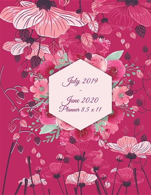 July 2019-June 2020 Planner 8.5 X 11: Beauty Pink Color, Calendar Book July 2019-June 2020 Weekly/Monthly/Yearly Calendar Journal, Large 8.5 X 11 365 (Paperback)