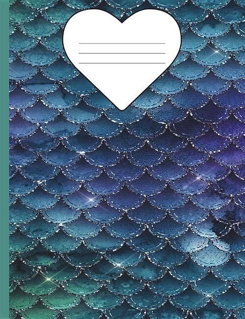 Composition Notebook Mermaid Glitter - Marble Wide Ruled: 100 Lined Pages (Paperback)