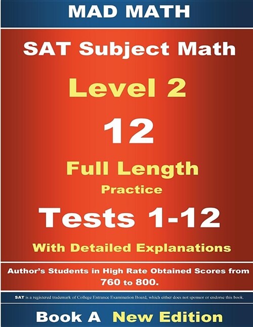 2018 SAT Subject Level 2 Book a Tests 1-12 (Paperback)