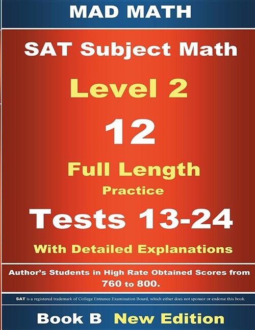 2018 SAT Subject Level 2 Book B Tests 13-24 (Paperback)