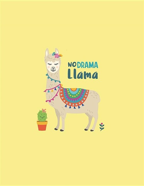 No Darma Llama: Cute Llama on Yellow Cover (8.5 X 11) Inches 110 Pages, Blank Unlined Paper for Sketching, Drawing, Whiting, Journalin (Paperback)