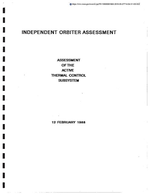 Independent Orbiter Assessment (Ioa): Assessment of the Active Thermal Control System (Paperback)