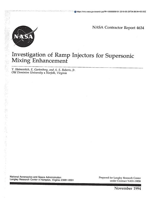 Investigation of Ramp Injectors for Supersonic Mixing Enhancement (Paperback)