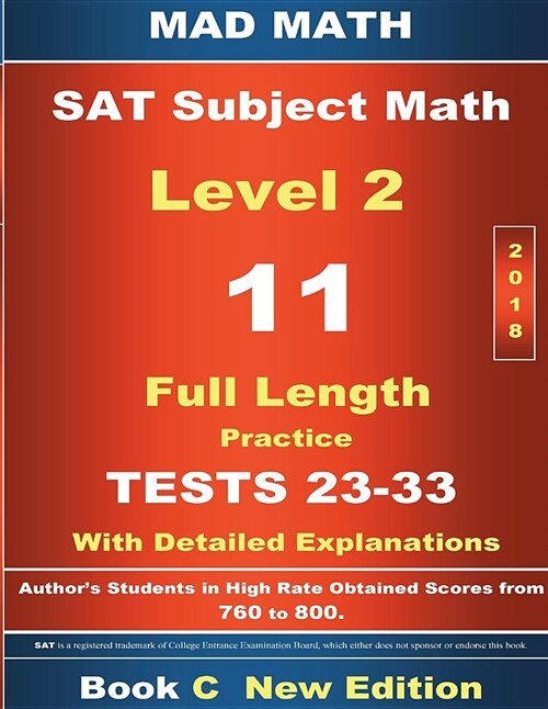 2018 SAT Subject Math Level 2 Book C Tests 23-33 (Paperback)