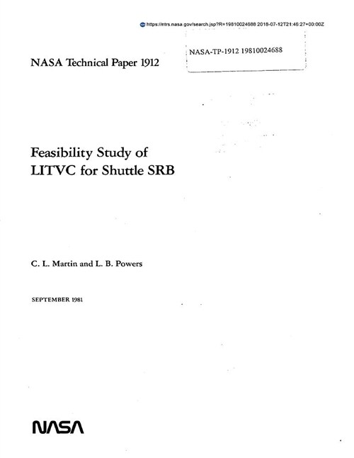 Feasibility Study of Litvc for Shuttle Srb (Paperback)