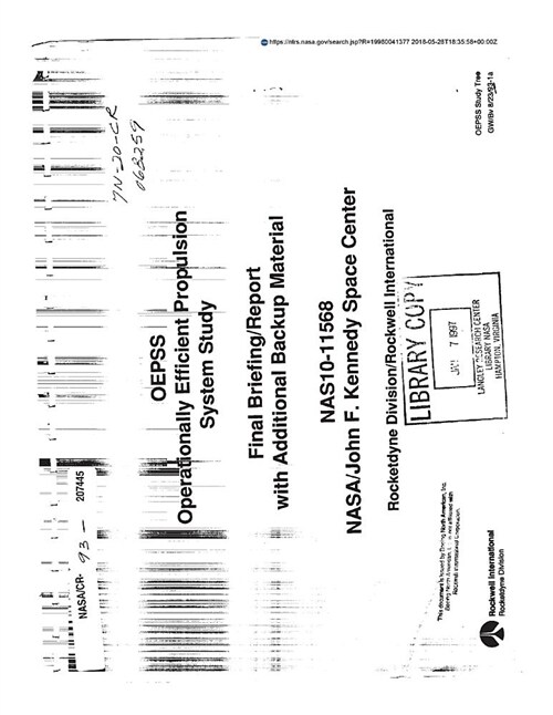 Oepss Operationally Efficient Propulsion System Study (Paperback)