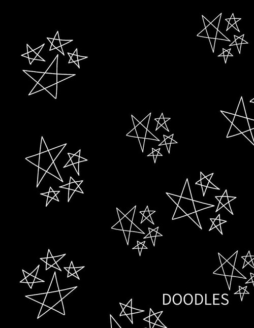 Doodles: Large Blank Notebook Black with Stars (Sketching, Journaling, Doodling) (Paperback)