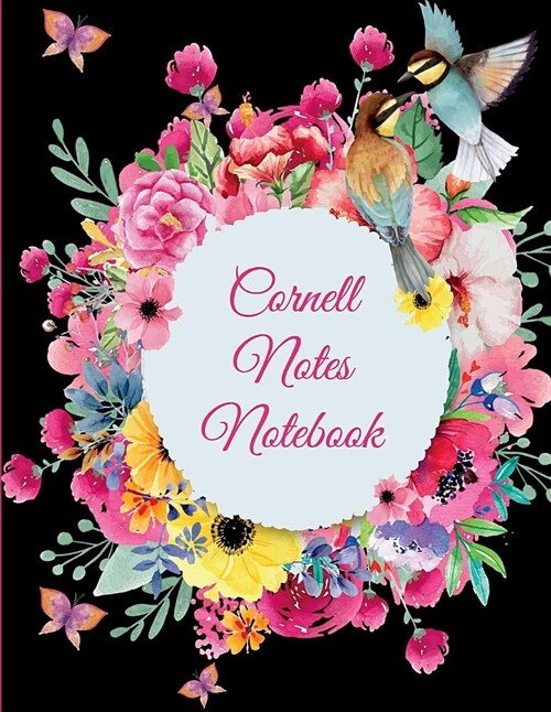 Cornell Notes Notebook: Cute Black Book, 8.5 X 11 Cornell Notes Journal, Note Taking Notebook, Cornell Note Taking System Book, School and Col (Paperback)