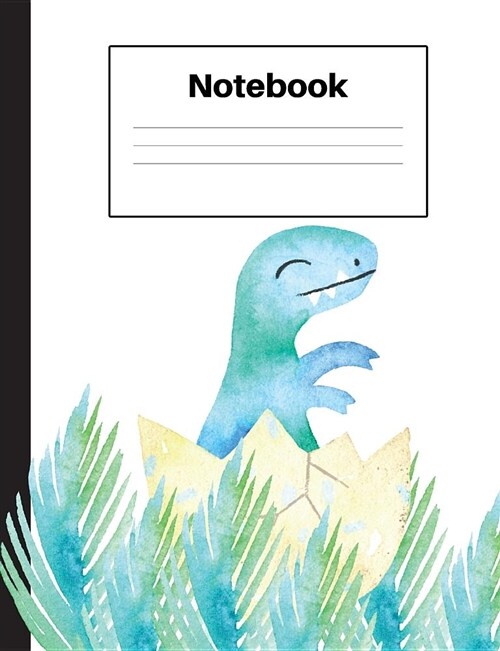 Notebook: Dinosaur Tyrannosaurus Rex, Baby T Rex, Blue Ferns, Blank, Notebook Home Office School Student Teacher Homeschool, 7.4 (Paperback)