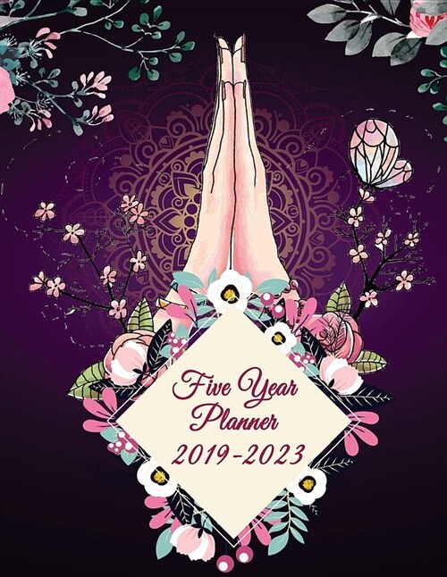 Five Year Planner 2019-2023: Pink Flowers Design, 8.5 x 11 Five Year 2019-2023 Calendar Planner, Monthly Calendar Schedule Organizer (60 Months C (Paperback)