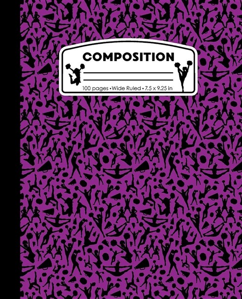 Composition: Cheerleading Purple and Black Marble Composition Notebook for Girls. Cheerleading Wide Ruled Baseball Book 7.5 X 9.25 (Paperback)