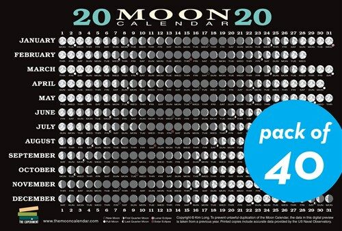 2020 Moon Calendar Card (40 Pack): Lunar Phases, Eclipses, and More! (Other)