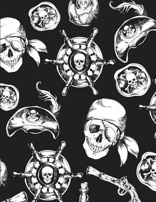 Skull Notebook: Pirate Skeleton Journal Book Ruled Lined Page Writing Kid Teen Girl Boy Women Men Gun Black Diary Record Plan Note Pad (Paperback)