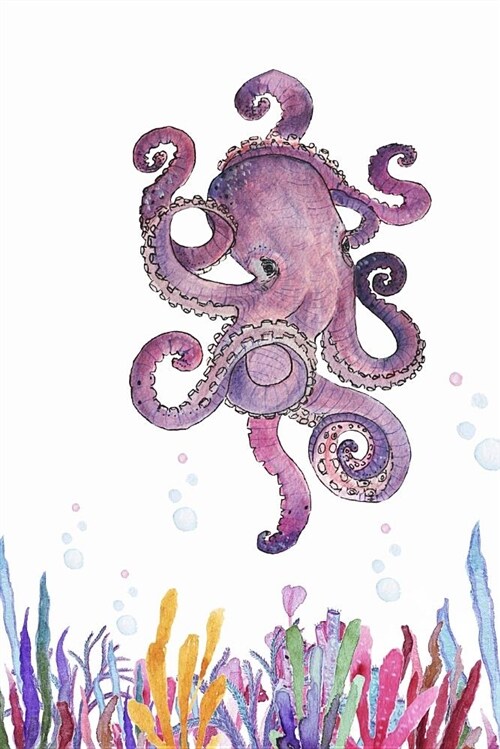Octopuss Garden Dot Grid Journal: 6 x 9 soft cover dot grid notebook with watercolour design on front and back cover. 140 pages/70 sheet. Ideal bul (Paperback)