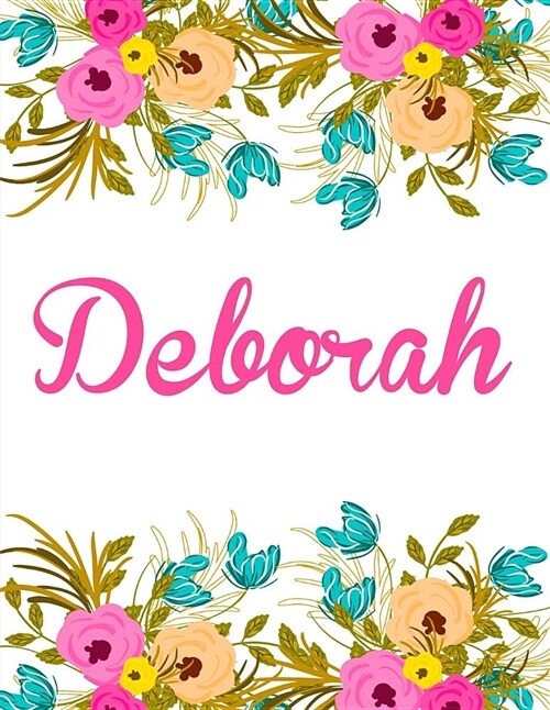 Deborah: Personalised Name Notebook/Journal Gift for Women & Girls 100 Pages (White Floral Design) (Paperback)
