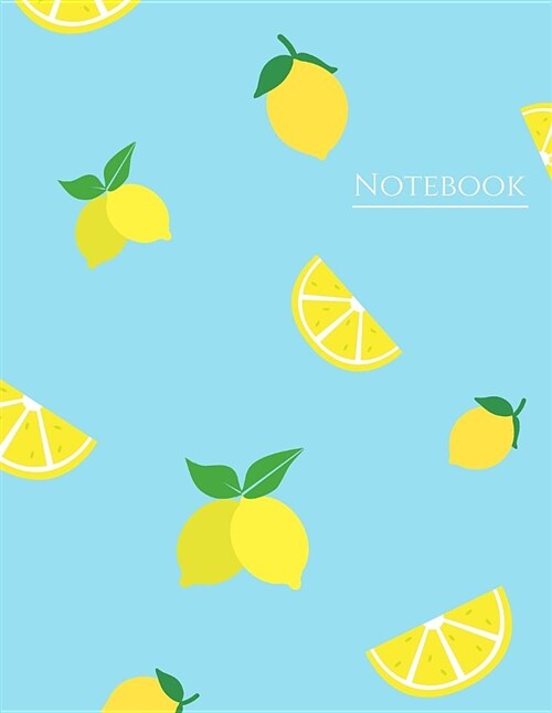 Notebook: Large Lined Notebook Lemons Blue (Paperback)