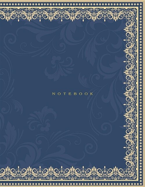 Notebook: Unlined Plain Glam Notes Large (8.5 X 11 Inches) Letter Size 120 Pages Luxury Golden Frame on Royal Soft Cover (Paperback)